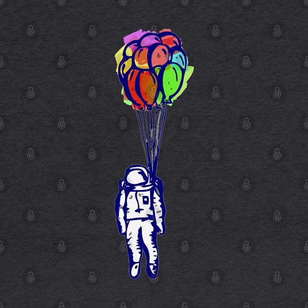 The blue Astronaut and the colourful Balloons by SPAZE